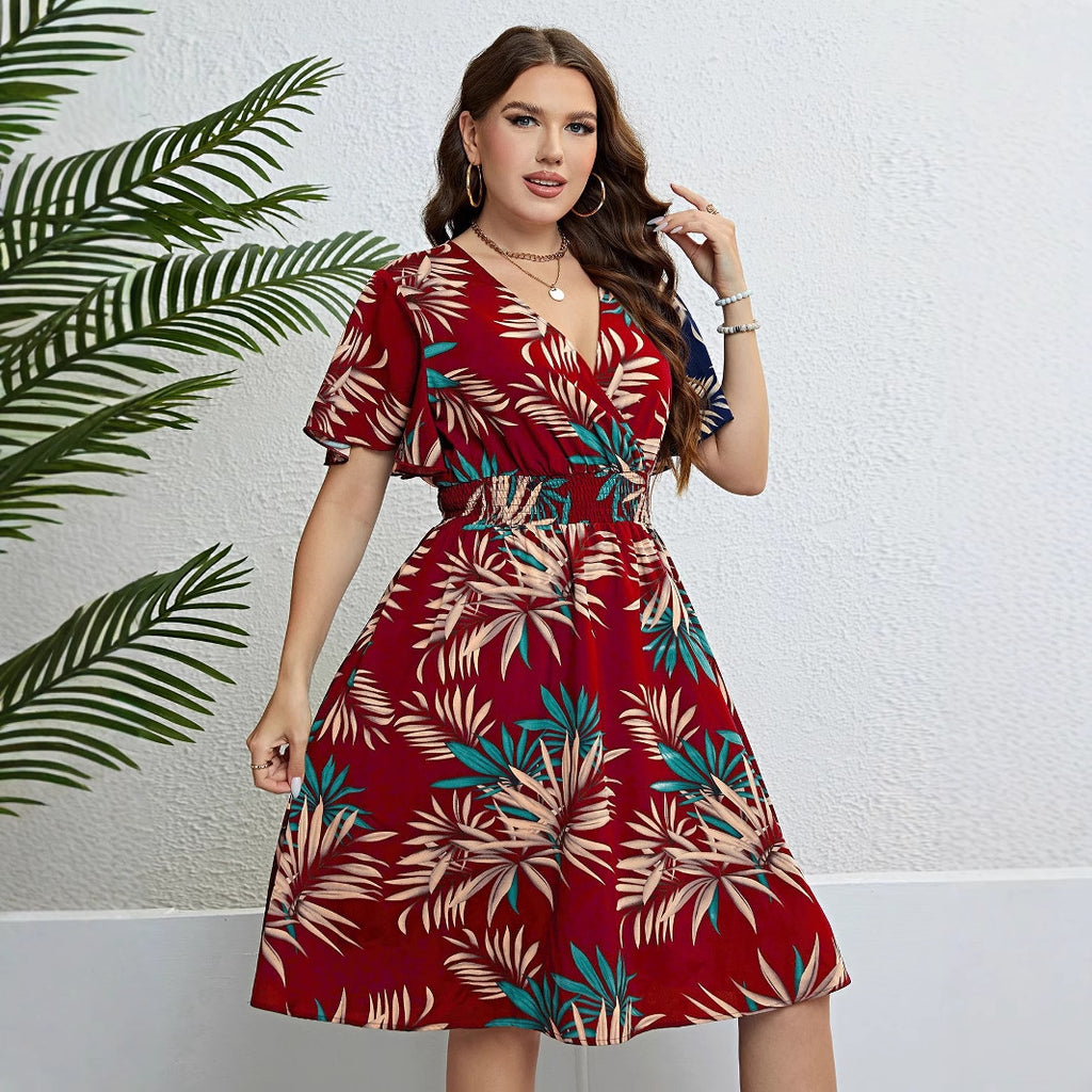 FlorCurve Woman Flower Print Dress 1645